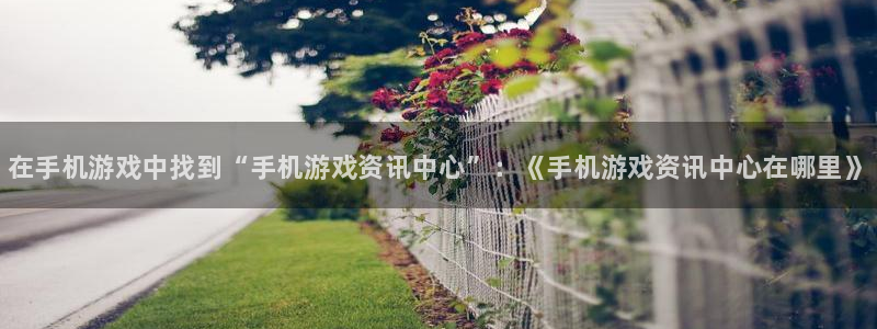长征娱乐注册服务条款：在手机游戏中找到“手机游戏资讯中心”：